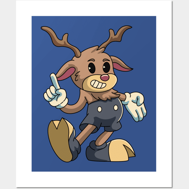 Cheerful Reindeer Christmas Wall Art by milatees